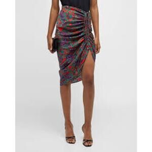 NWT Veronica Beard Ari Ruched Skirt Silk Going Out High Slit Midi Women 10